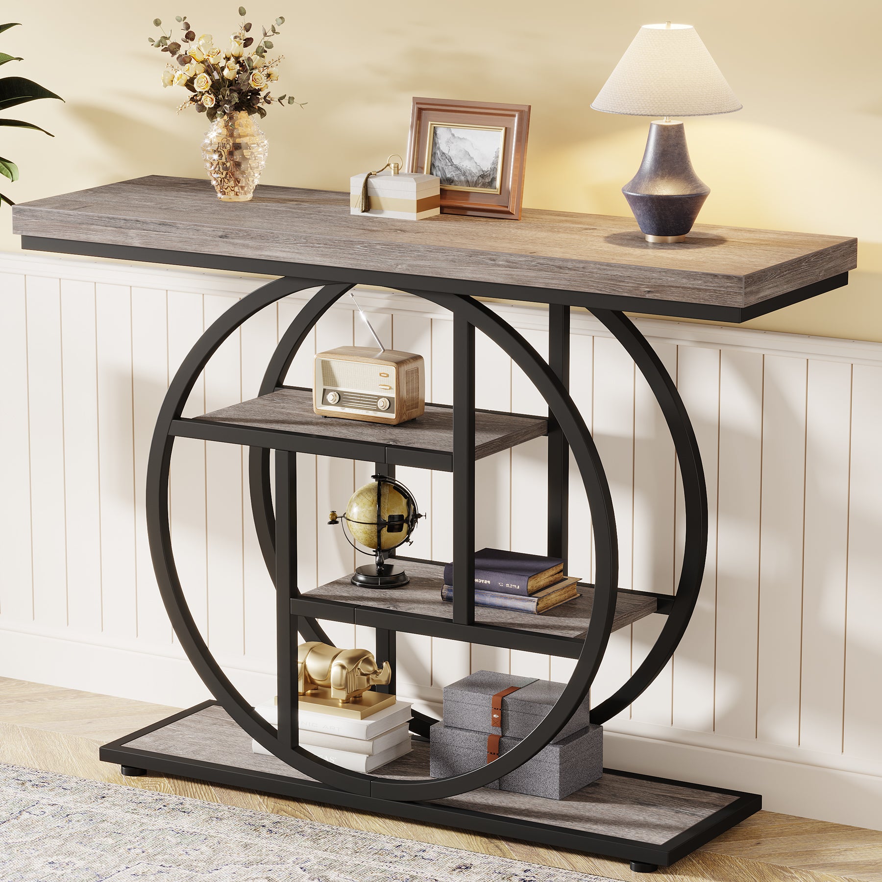 41.3" Console Table with 4-Tier Shelves